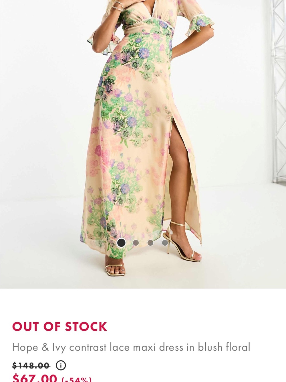 Cream Floral V-Neck Maxi Dress with Pastel Blooms